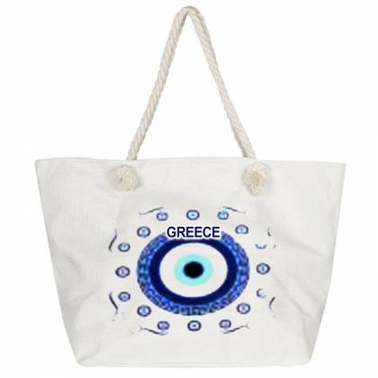 Τσάντα Παραλίας Μεγάλη με Μάτι Τριπλό 55x34x17cm  στην Κατηγορία Τσάντες Θαλάσσης 